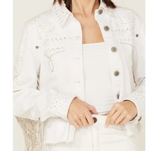 "Boot Barn Double D Ranch Hitched Bridal Jacket rhinestone pearls embroidery M - Picture 3 of 14
